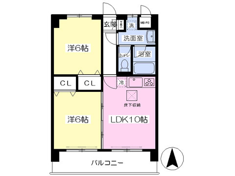 松山市余戸南のマンションの間取り