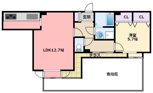 西宮市花園町のマンションの間取り