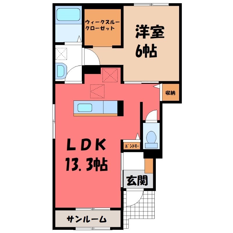 太田市新田木崎町のアパートの間取り