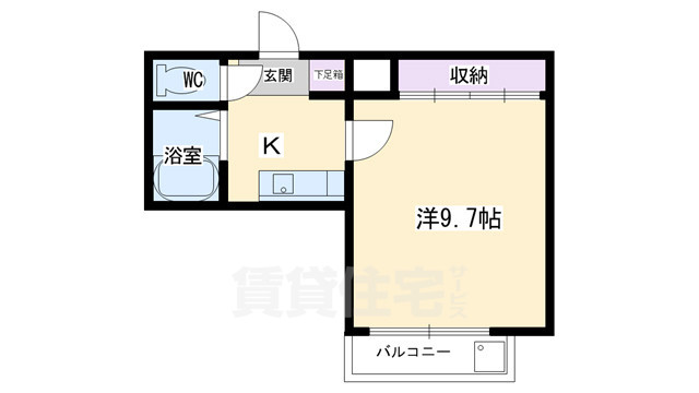 京都市中京区西ノ京円町のマンションの間取り