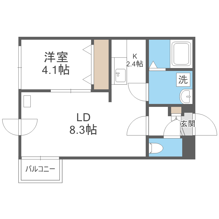 札幌市豊平区美園九条のマンションの間取り