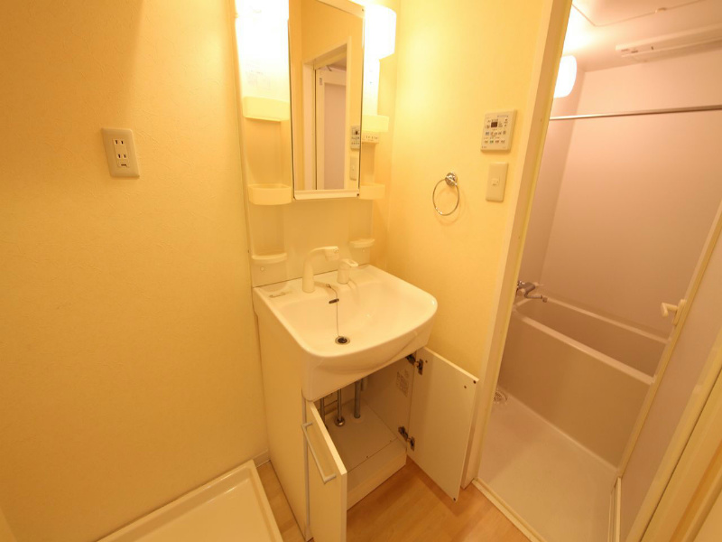 洗面設備　脱衣所　独立洗面台（シャンプードレッサー付）室内洗濯機置き場