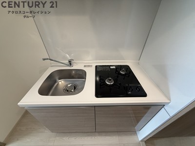 キッチン　2口ガスコンロ付で機能的なキッチンです！