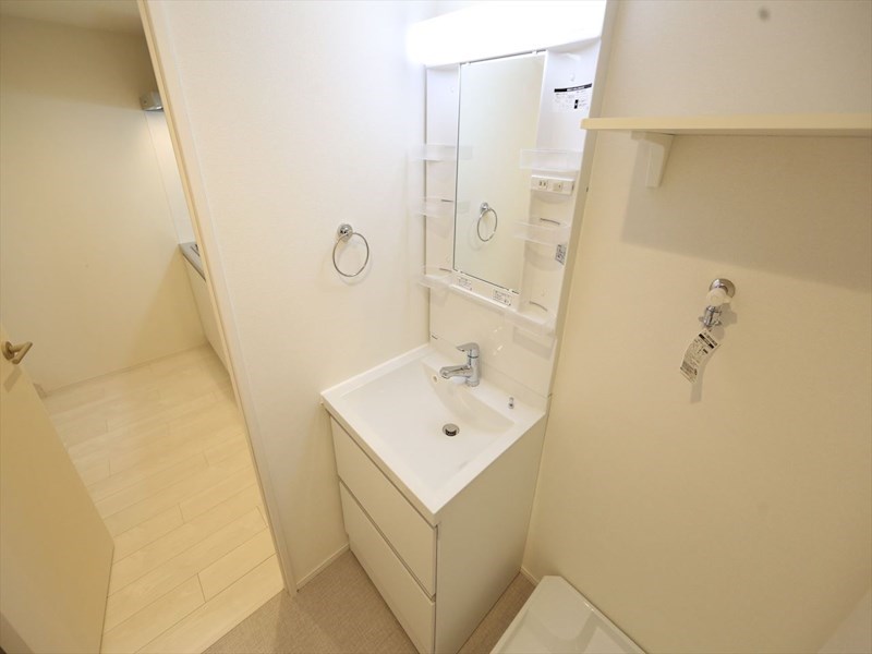 洗面設備　脱衣所　独立洗面台（シャンプードレッサー付）収納スペース有