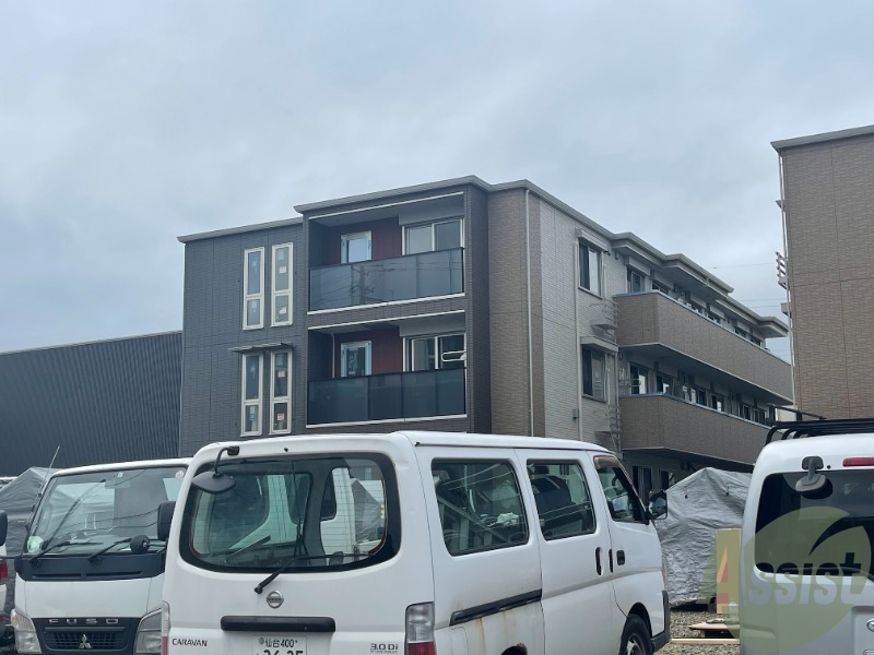 洗面設備　建物の外観です完成が楽しみですね