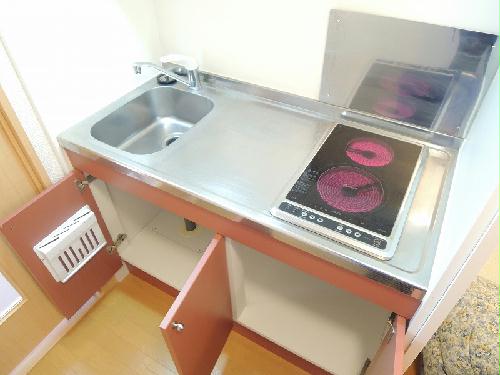 キッチン　電気コンロ2口の広々キッチン.
