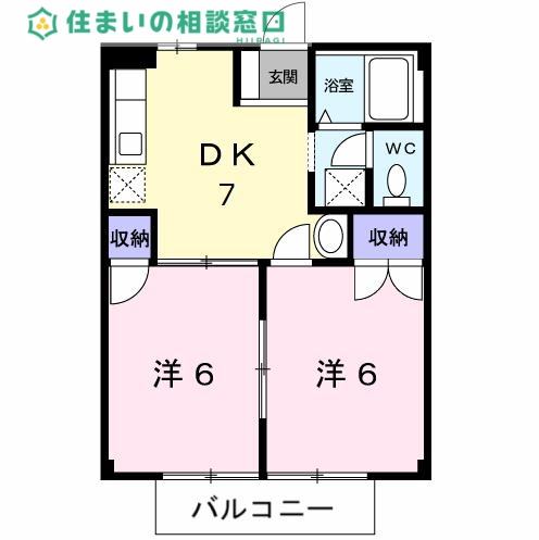 愛知環状鉄道 六名駅 徒歩9分 2階建 築35年の間取り写真