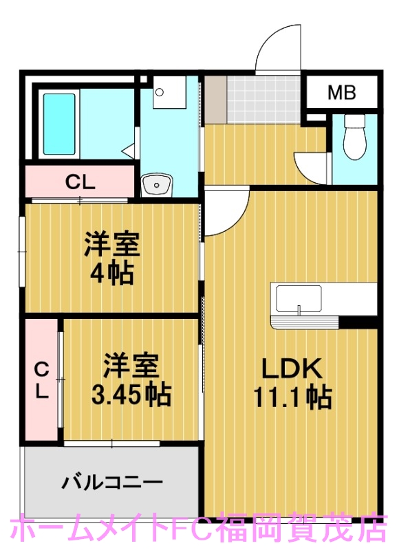 地下鉄七隈線 賀茂駅 徒歩11分 3階建 築3年の間取り写真