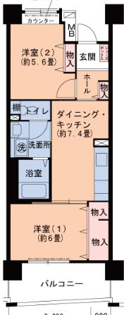 フレール六甲桜ヶ丘の間取り写真