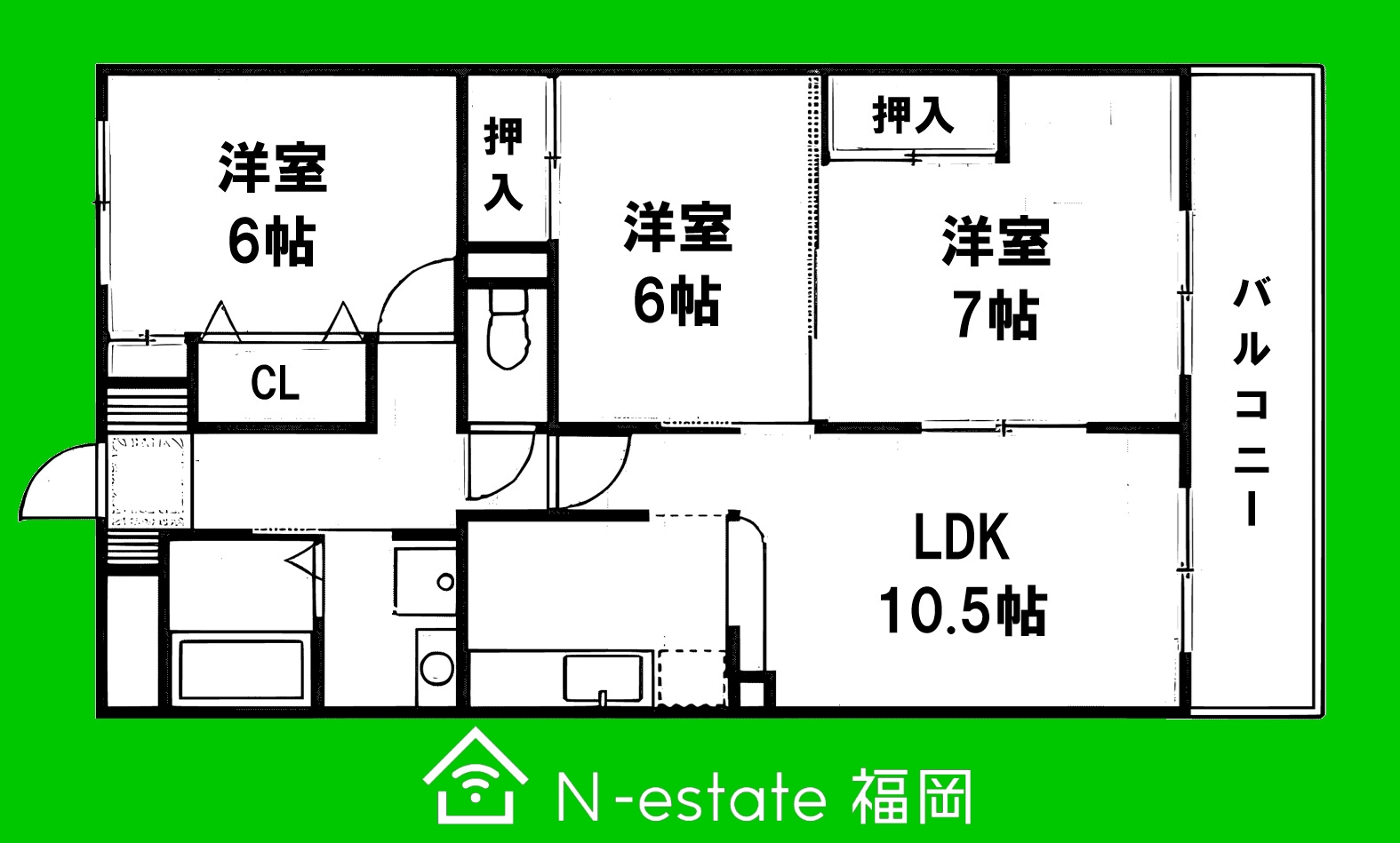 地下鉄空港線 室見駅 徒歩4分 5階建 築31年の間取り写真