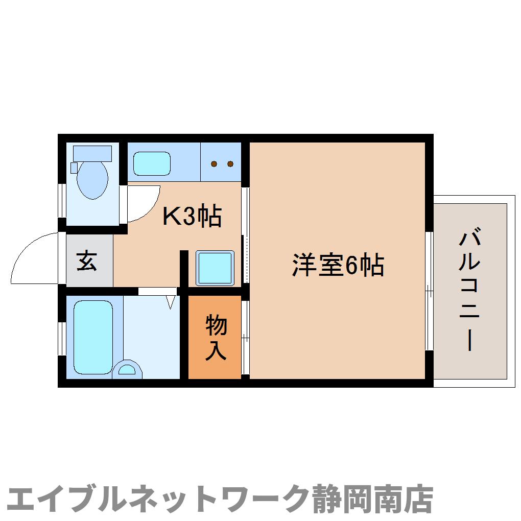 静岡市駿河区小鹿のアパートの間取り