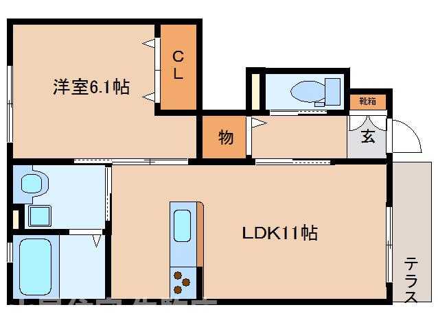 【生駒市東山町のアパートの間取り】