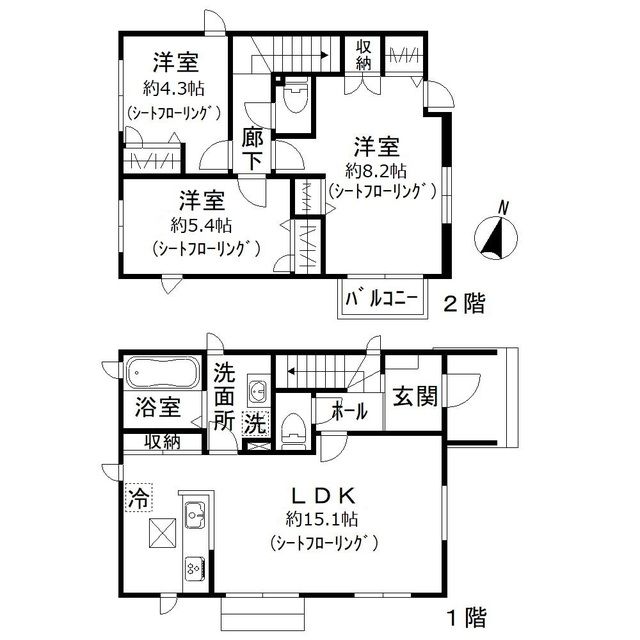 埼玉県所沢市若松町（一戸建）の賃貸物件の間取り