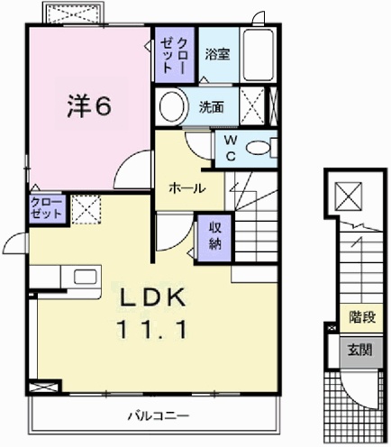 姫路市玉手のアパートの間取り