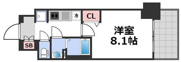 プレサンス谷町九丁目駅前の間取り