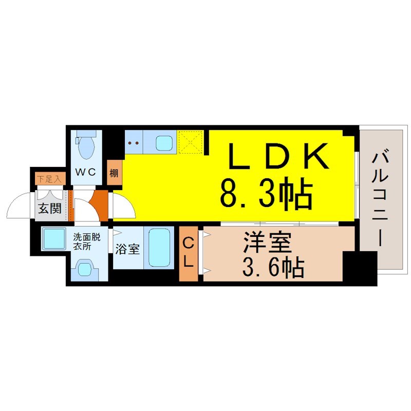 名古屋市西区花の木のマンションの間取り