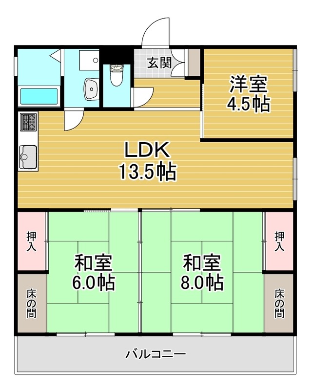 福岡市中央区鳥飼のマンションの間取り