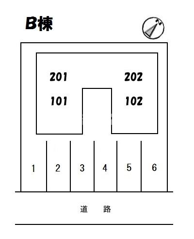 【ヴィラージュ　Ｂ棟の駐車場】