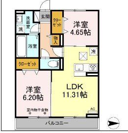 荒川区東尾久のアパートの間取り