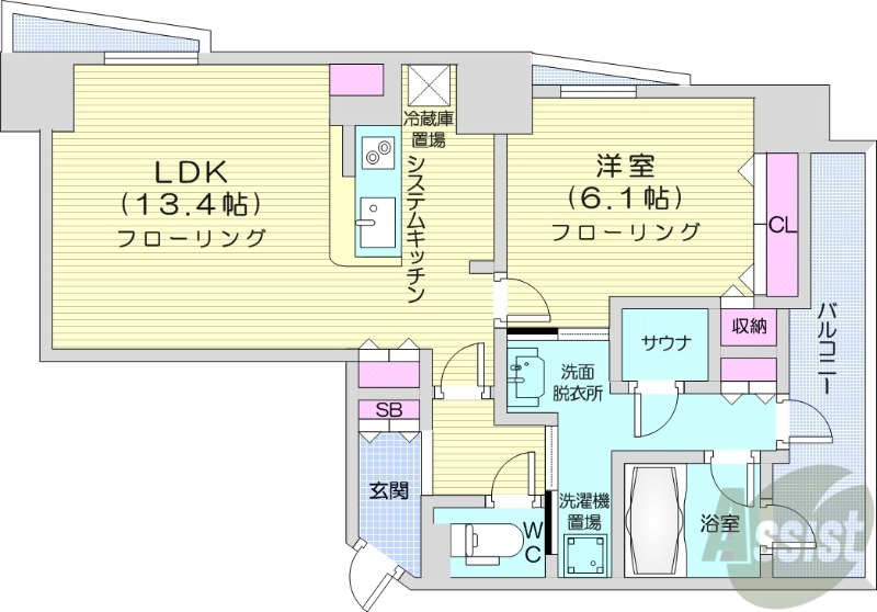 北広島市中央のマンションの間取り