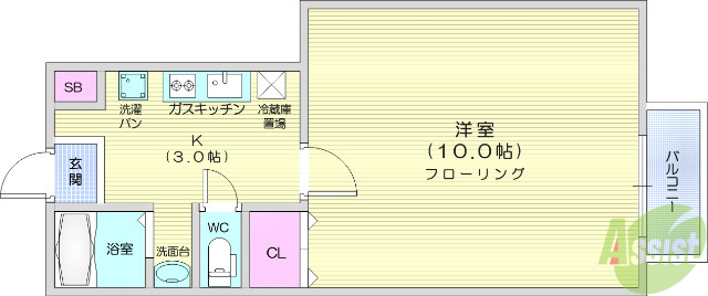 エルマーノ愛子中央3の間取り