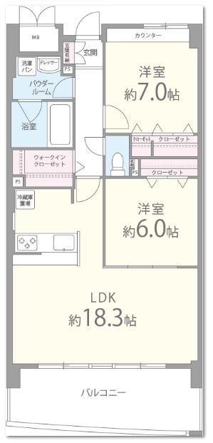 吹田市山田東のマンションの間取り