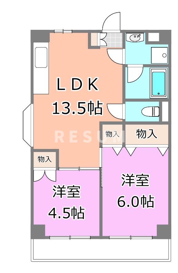 千葉市中央区弁天のアパートの間取り