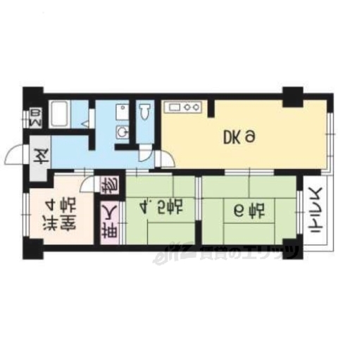 京都市右京区嵯峨野千代ノ道町のマンションの間取り