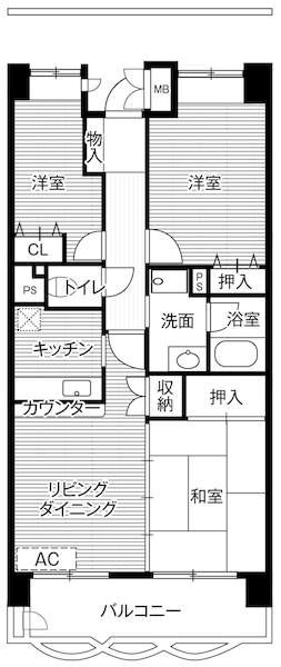 ビレッジハウス潮見タワー1号棟の間取り