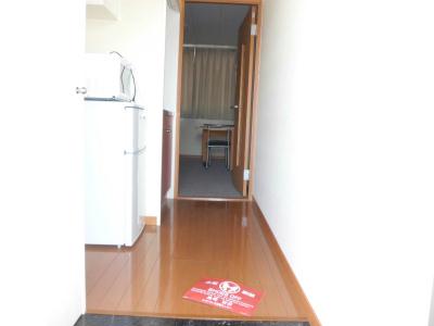 玄関　手前通路は木目のフロアー、奥の居室はカーペット張です。