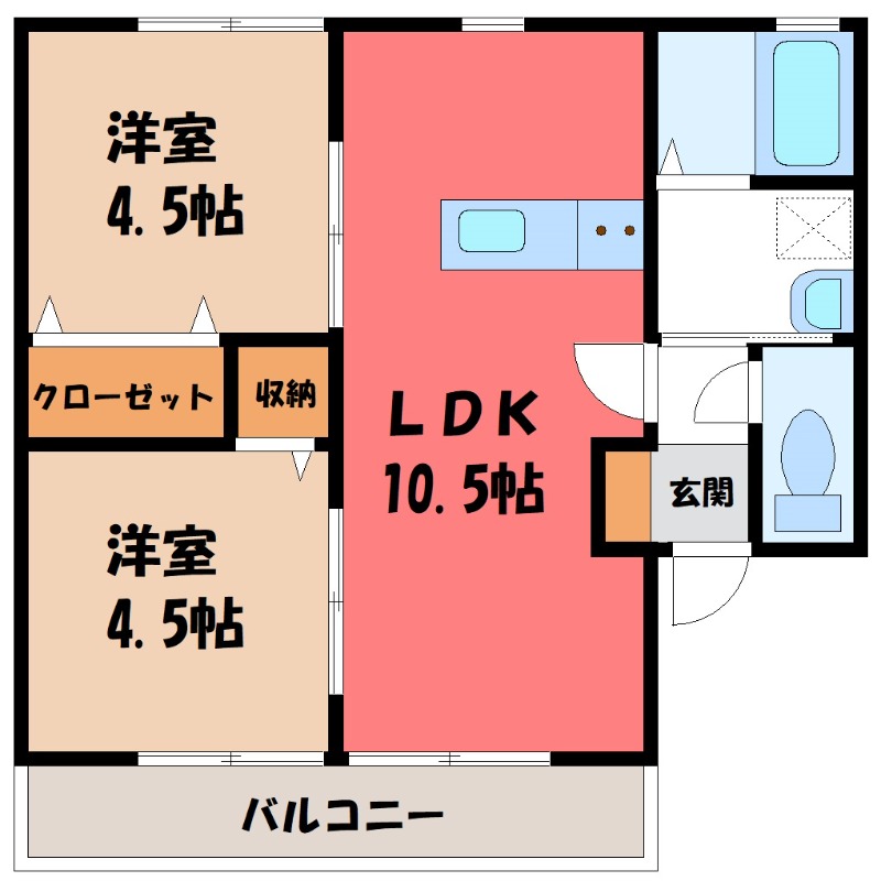 太田市新野町のアパートの間取り