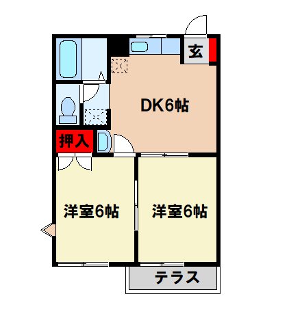 【太宰府市観世音寺のアパートの間取り】