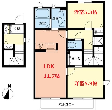 南足柄市和田河原のアパートの間取り