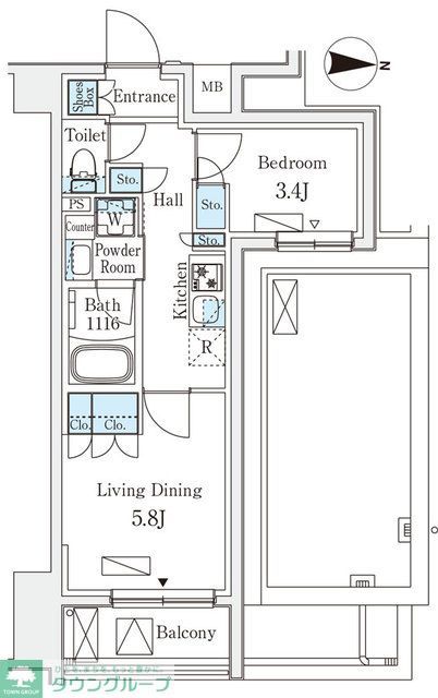 新宿区西落合のマンションの間取り