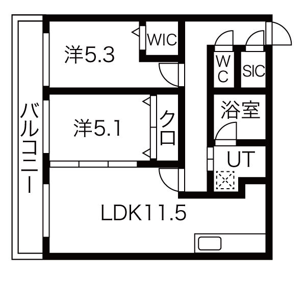 【札幌市西区八軒三条東のマンションの間取り】