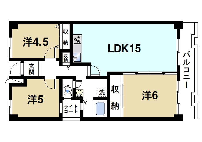 奈良市西登美ヶ丘のマンションの間取り