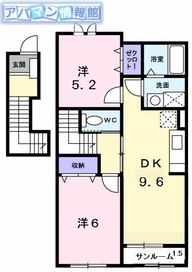 新潟市南区白根古川のアパートの間取り