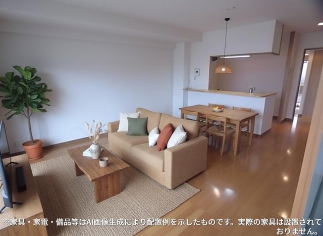 居室・リビング　※家具・家電・備品等はＡＩ画像生成により配置礼を示したもので
