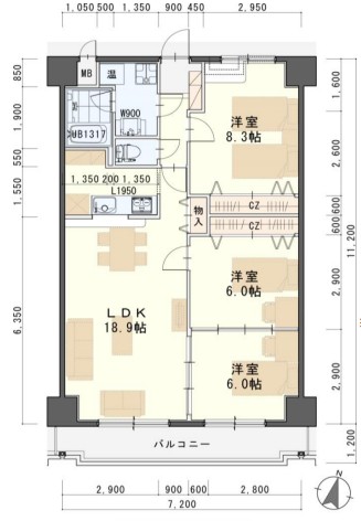 ＪＲ東北本線 南仙台駅 徒歩15分 9階建 築18年の間取り写真