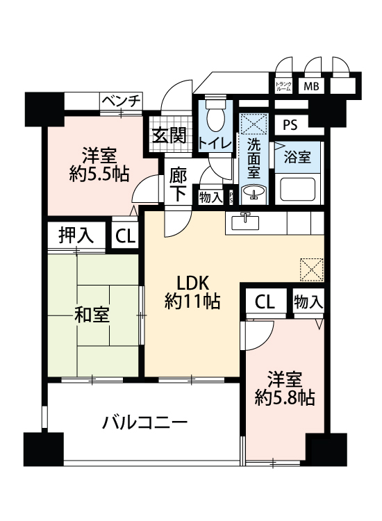 公社賃貸SMALIO 萱島南町の間取り写真