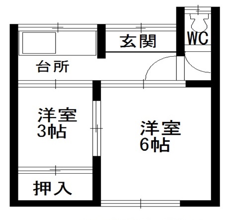 長崎県佐世保市小佐世保町9-14ウッドハウスCの間取り