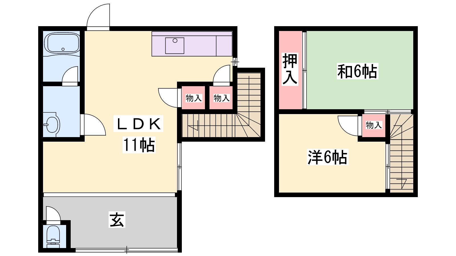 たつの市　島田小林連棟戸建の間取り