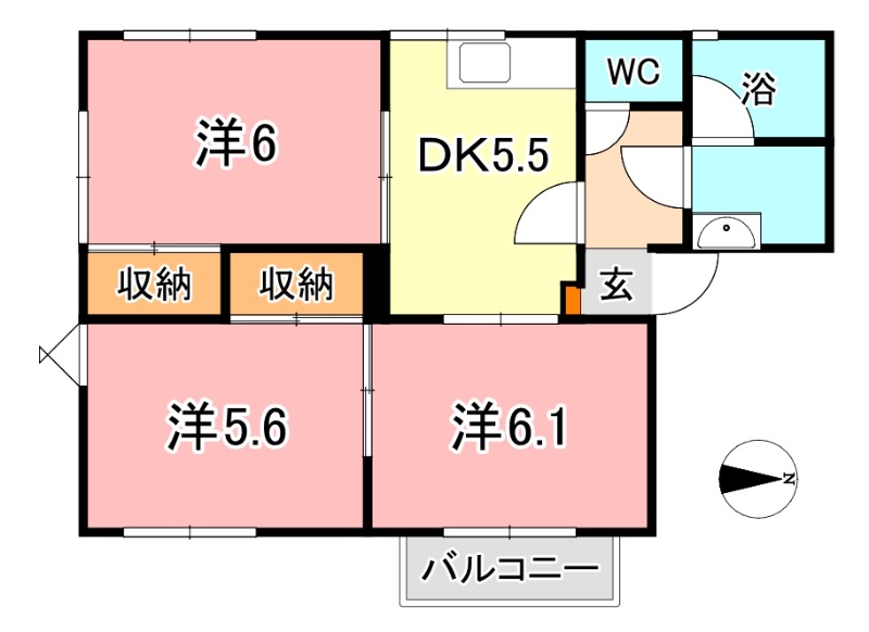 浅口郡里庄町大字新庄グリーンクレストのアパートの間取り