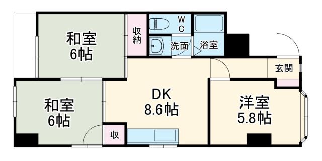 名古屋市守山区新守町のマンションの間取り