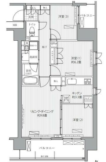 【ｒａｐｐｏｒｔ　Ｍ’Ｓの間取り】