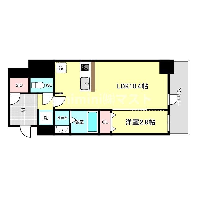 大阪市浪速区稲荷のマンションの間取り