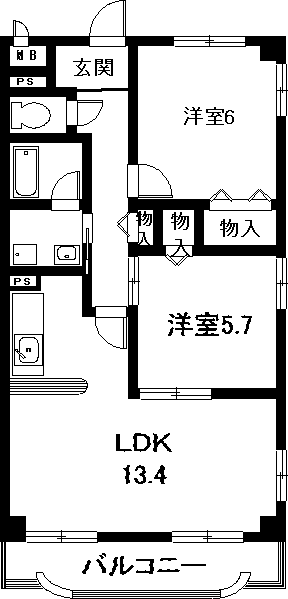 岩倉市大市場町のマンションの間取り