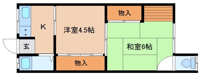 大津市穴太のアパートの間取り