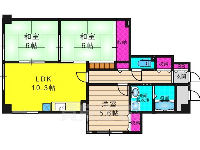 京都市西京区上桂前川町のマンションの間取り