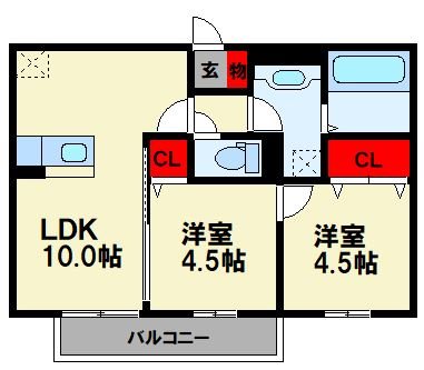 ディールーム後藤寺 C棟の間取り